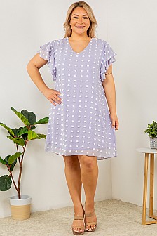 Plus Sizes, DRESS WITH DOUBLE RUFFLE SLEEVES
